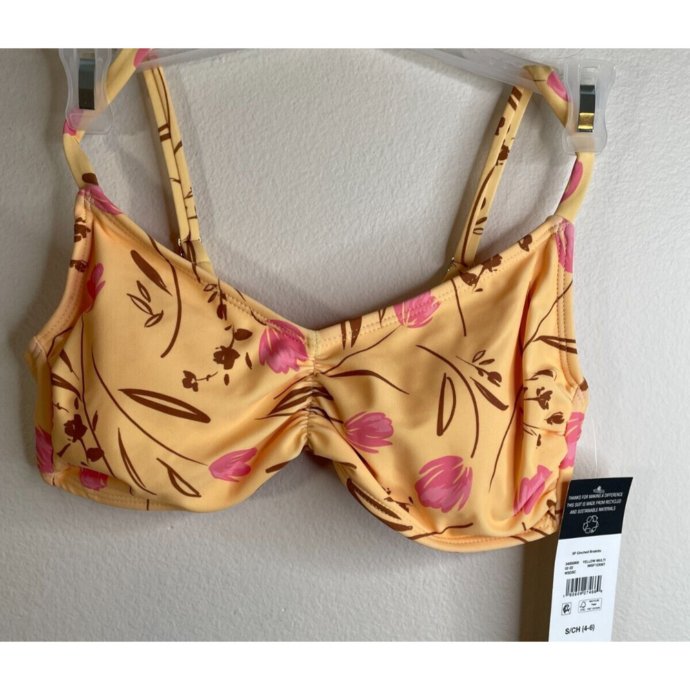 Sandflower Womens Cinched Bralette Bikini Swim Top Size Small 4-6 Yellow NWT